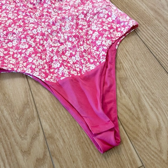 ZARA Pink Corset Bodysuit | Pink White Floral | Y2K Date Night Festival | Small - Picture 13 of 16